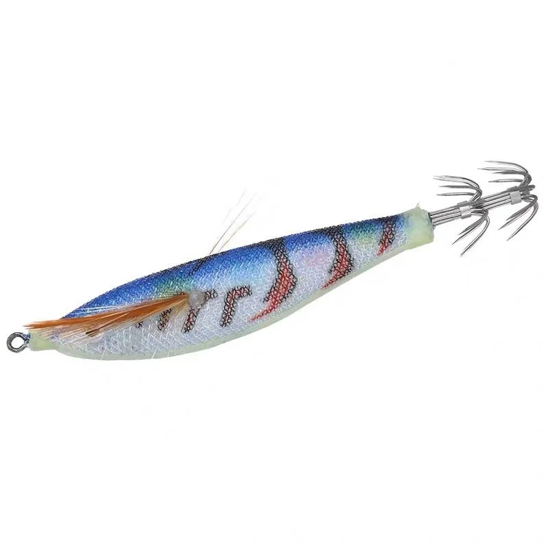 6Pcs Squid Jig Artificial Hard Fishing Lures 9.5cm 10g Squid Jig Hooks Lifelike Fishing Lure Fishing Tackle Accessories