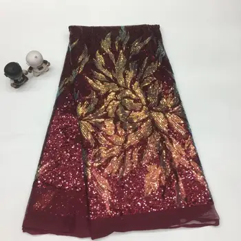 

Madison African Sequins Lace Fabric 2020 Embroidered Nigerian Lace Fabrics High Quality French Tulle Lace Fabric Dress