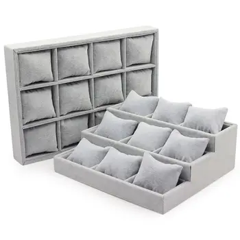 

High Quality Elegant Luxury Velvet Jewelry Bracelet Bangle Watch Tray Display with Pillow Cushion