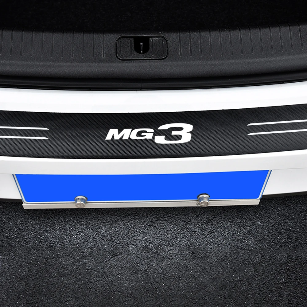 Carbon Fiber Car Tail Trunk Scuff Guard Protector Sticker Rear Bumper Load Edge Protection Decal for MG MG3 Emblem Accessories