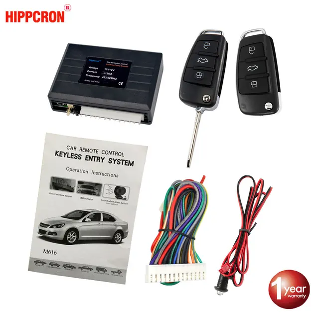 Hippcron Car Central Door Lock Auto Keyless Entry System Button Start Stop Keychain Central Kit Universal Car 12V 1