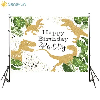

Sensfun Gold Safari Party Backdrops Dinosaur Baby Shower Photophone Vinyl Birthday Photography Background Cake Table Decorations
