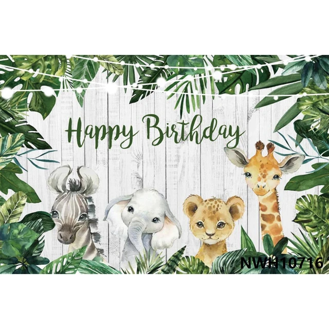 Safari 1st Birthday Backdrop Jungle Tropical Forest Wild One Animal Party Photography Newborn Baby Shower Photo Background Props NWH10716