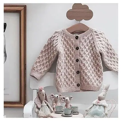 Pink Coat Осенние комплекты одежды для маленьких мальчиков и девочек детский вязаный кардиган с длинными рукавами, свитер, пальто, комбинезоны, 24 месяца комплекты детской одежды - Цвет: Pink Coat