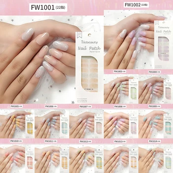 

LADY KINDOM Jelly Color Glitter Nail Polish Film Smudge Colored Crystal Nail Strip Waterproof Long Lasting Breathable Nail Patch