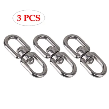 

3PCS Silver 304 Stainless Steel 8 Form M8 Rotary Buckle Safety Climbing Snap Hook Plug Snap Lock Eye to Eye Swivel