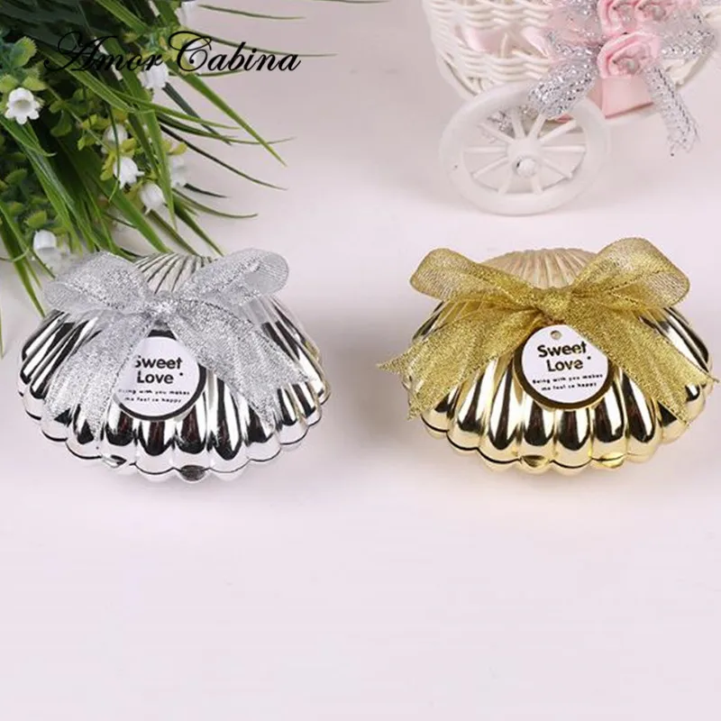 

30pcs Shell shape wedding favor baby shower party ocean love candy box wedding favors and gifts wedding decoration