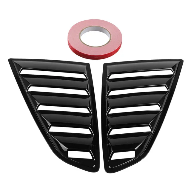 Car Side Window Louver Car Side Window Scoop Five Slot Open Louvers Cover Carbon Fiber Look Style 1/4 Quarter For Ford Mustang 2015 -