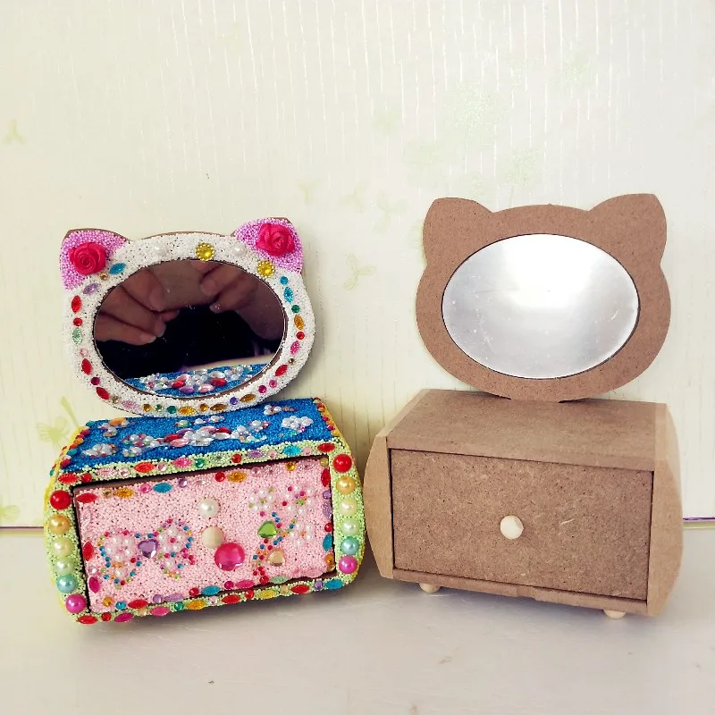 Детская Снежинка DIY с деревянным ящиком, коробка для моделирования, глина, зеркало, 10 юаней, ювелирная коробка, цветная глина, заполняющая 10 юаней