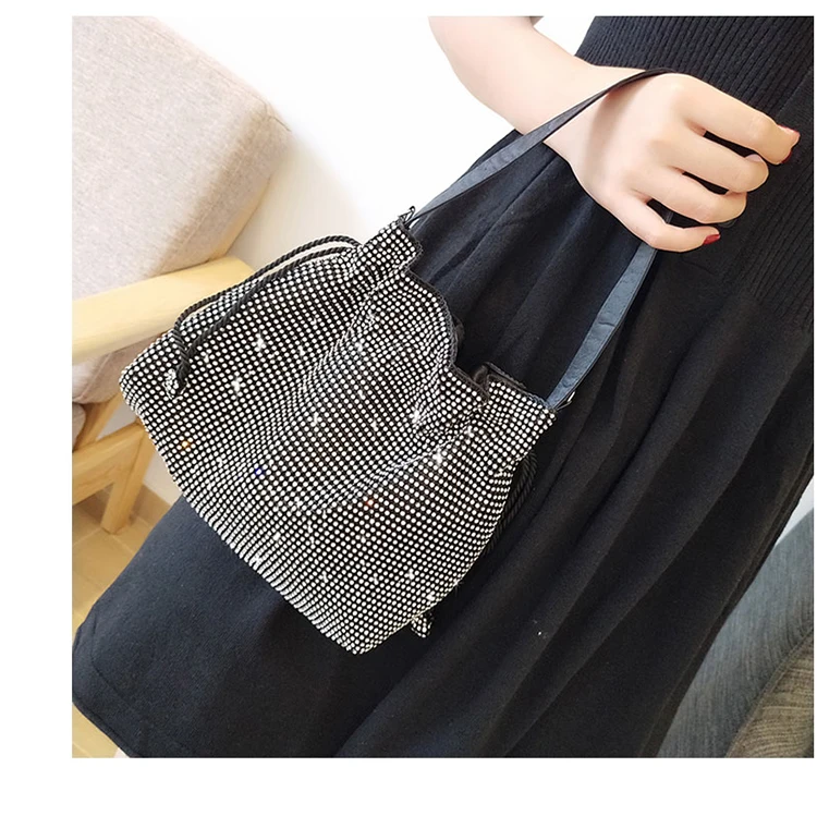 Шикарная Алмазная вечерняя сумочка для женщин, дизайнерская маленькая сумка-ведро, сумки высокого качества, сумки на плечо для девушек, клатч, кошелек, новинка