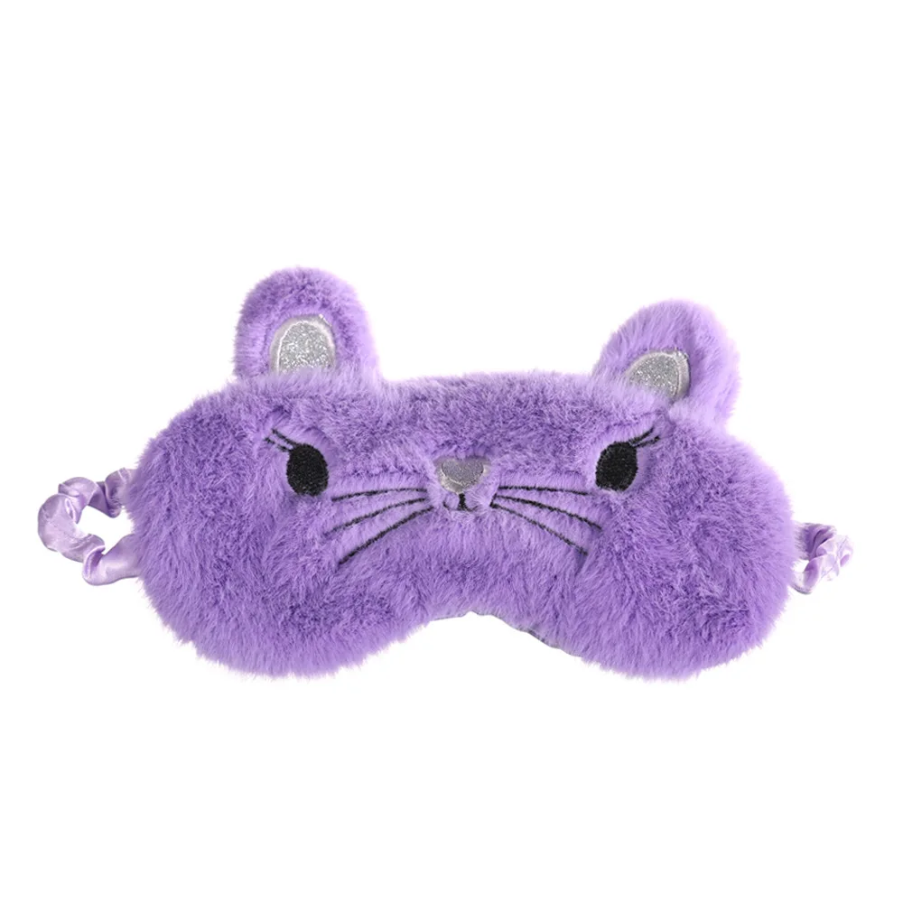 1PC Purple Милая розовая 3D маска для сна с кошачьими ушками, натуральная маска для глаз, модная маска для век, повязка для глаз, Женская дорожная повязка на глаза - Цвет: 1PC Purple