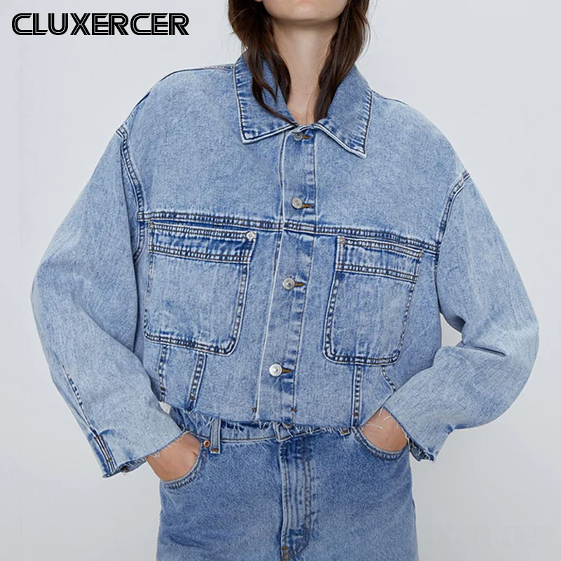 

2020 Spring Autumn Casual Jeans Jacket Womens Solid Short Denim Coat Female Loose Outwear Tops Chaqueta Mujer