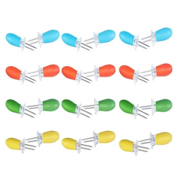 

24 Pieces Stainless Steel Corn Holders Corn Holders for Corn on the Cob Interlocking Corn Forks Perfect for Home Cooking and BBQ
