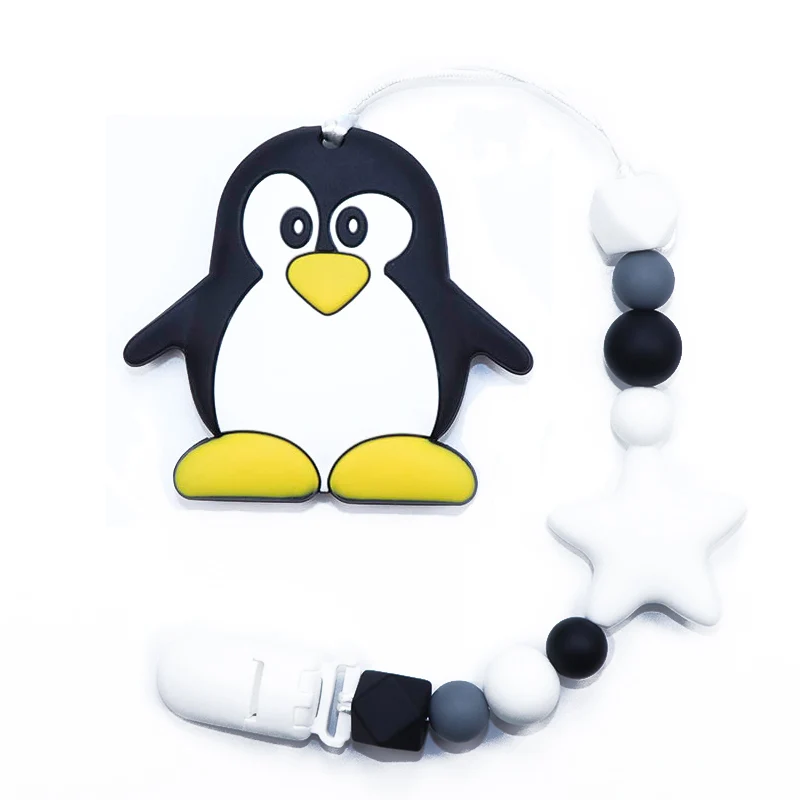 BOBO. BOX Детские Прорезыватели Соска с животным зажимом цепь для ребенка Пингвин кулон держатель для соски Детские прорезывающие игрушки, не содержащие БИСФЕНОЛ жевательные бусины