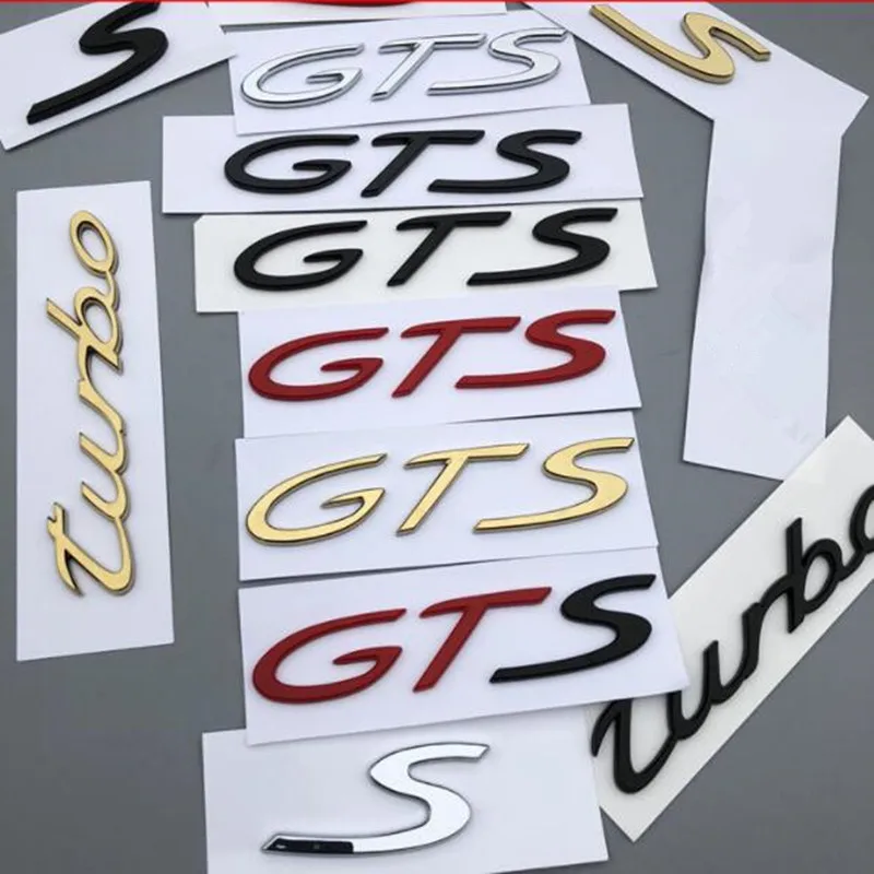 Смешанные 5 цветов, ABS Turbo S GTS 4, автомобильные наклейки, эмблема для кузова, задняя наклейка, внешние аксессуары 718, 911, 996, черный, серебристый, красный, золотой