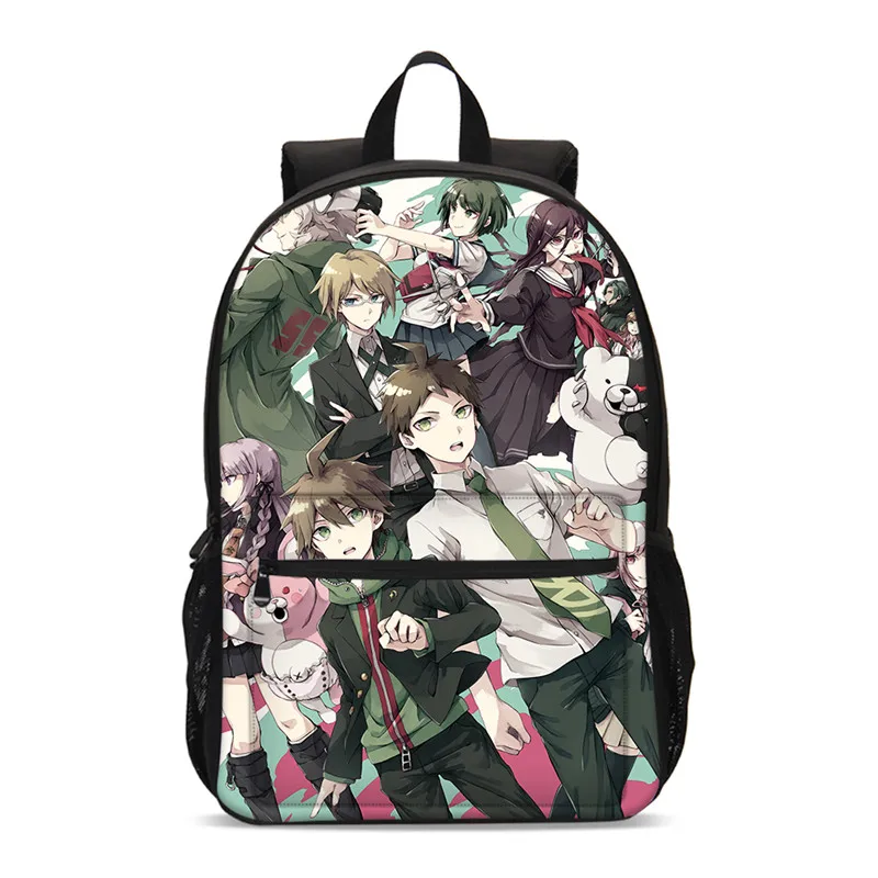 Армейский зеленый Аниме Черный рюкзак для подростков для мальчиков Danganronpa Monokuma школьные сумки рюкзак для ноутбука Детский рюкзак дорожная сумка - Цвет: Армейский зеленый