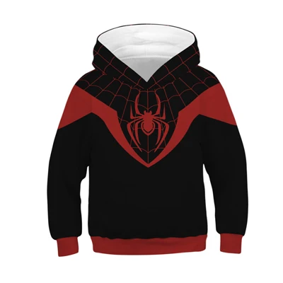 TZ128-Black 3-12 Years Spiderman Boys Hoodies Teens Autumn Hooded Sweatshirt For Boys The Avengers 4 Kids Clothes Long Sleeve Pullover Tops - Color: TZ128-Black