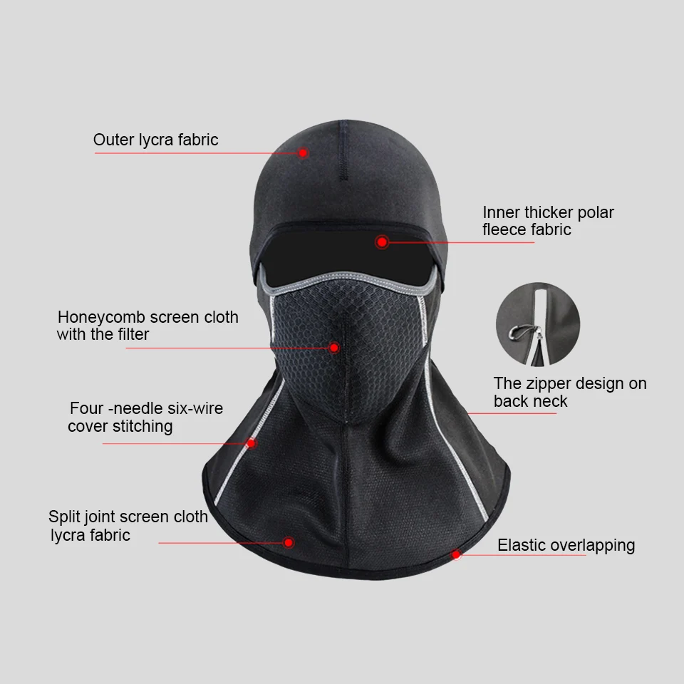 Winter Motorcycle Cycling Cap Fleece Thermal Full Face Cover Windproof Cycling Face Mask Balaclava Skiing Fishing Hat Headwear