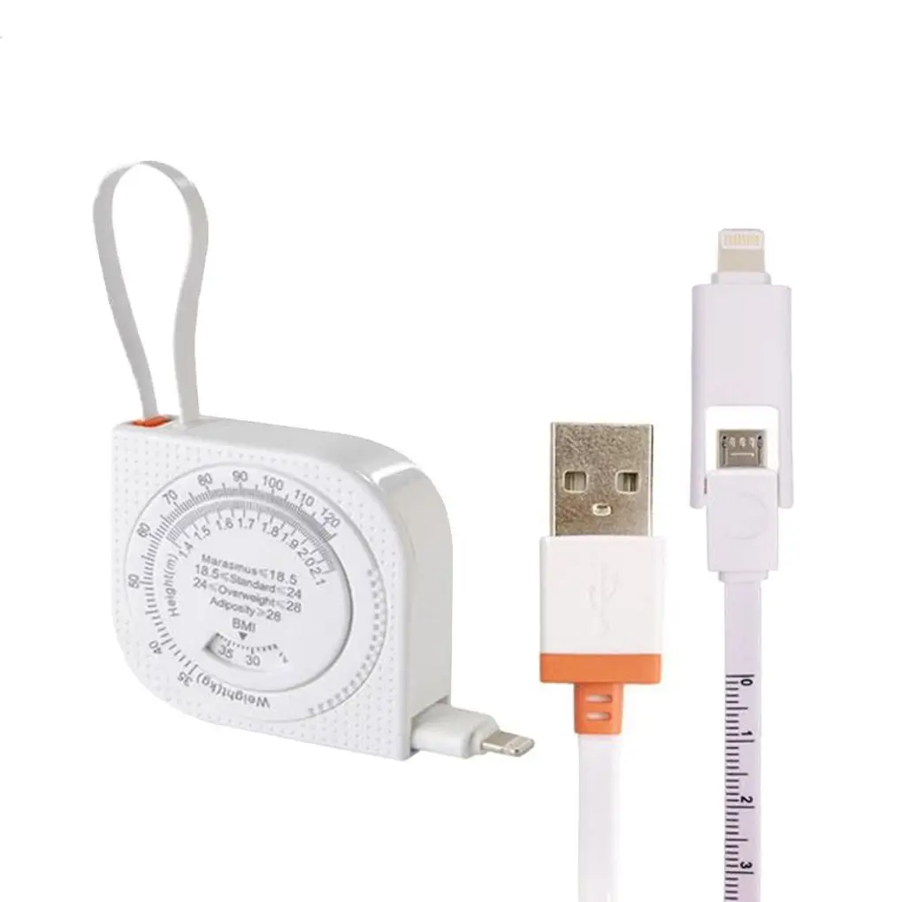 

2 in 1 Ruler Cable Retractable Tape Measure Style USB Data Charge Cable for iPhone iPad Samsung Android
