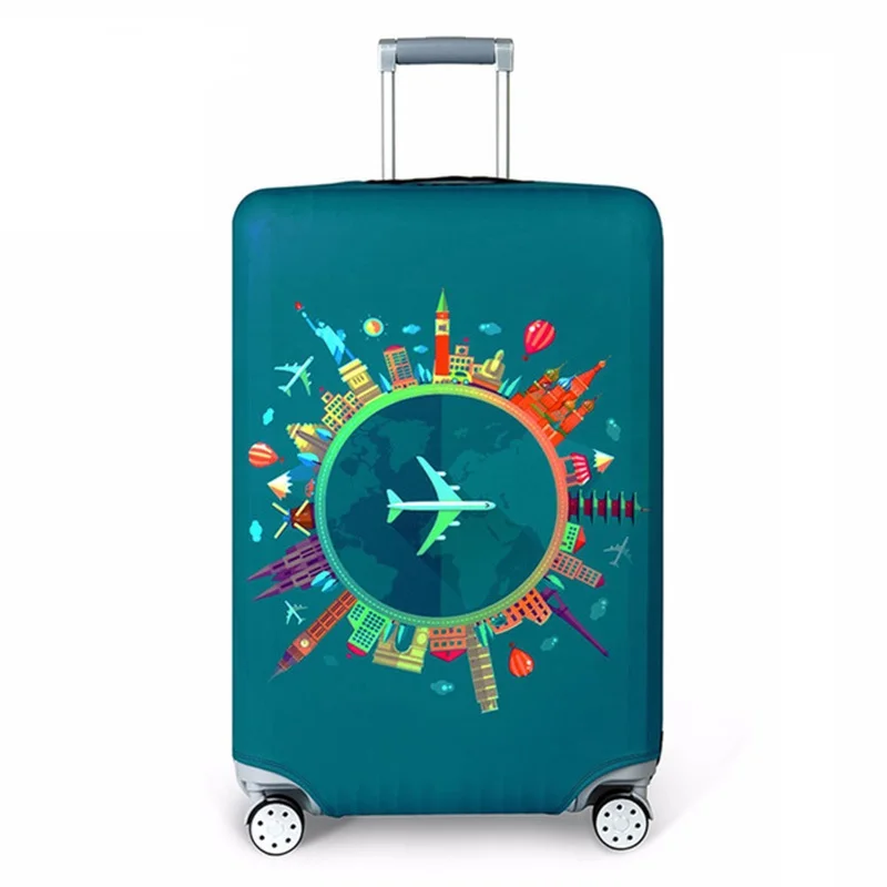 World Map Travel Luggage Suitcase Protective Cover for Trunk Trolley Baggage Case Apply To 18''-32'' Suitcase Cover Elastic