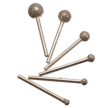 

6pcs 4-12mm Diamond Grinding Wheel Needle Head Cutter Jade Carve Tools Engrave Rotary Spherical Burr Tool 3mm Round Shank Set