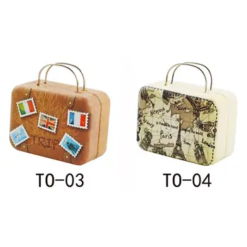 

Vintage Cartoon Travel Style Tin Box Candy Pill Chutty Mini Storage House Decoration Collectables Display