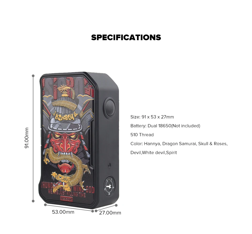 280 Вт DOVPO MVV II мод Vape Питание от двойной батареи 18650 большая кнопка огня для 510 Распылитель резьбы