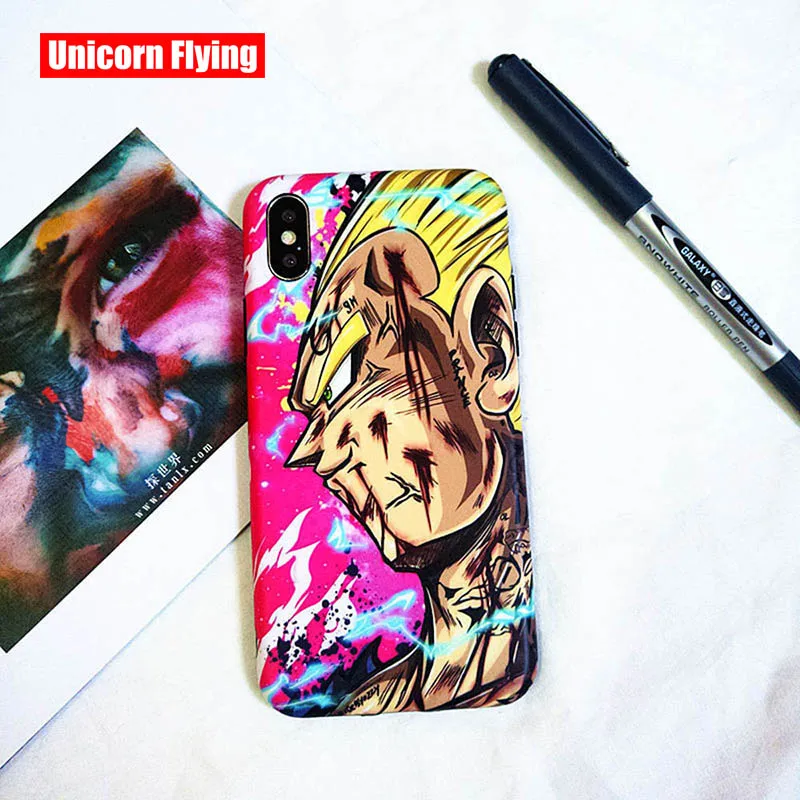 

LinXiang Japanese Anime Dragon Ball Z Super Saiyan Vegito Matte Phone Case Back Cover For iphone 6 6s 7 8 Plus X XS Max XR