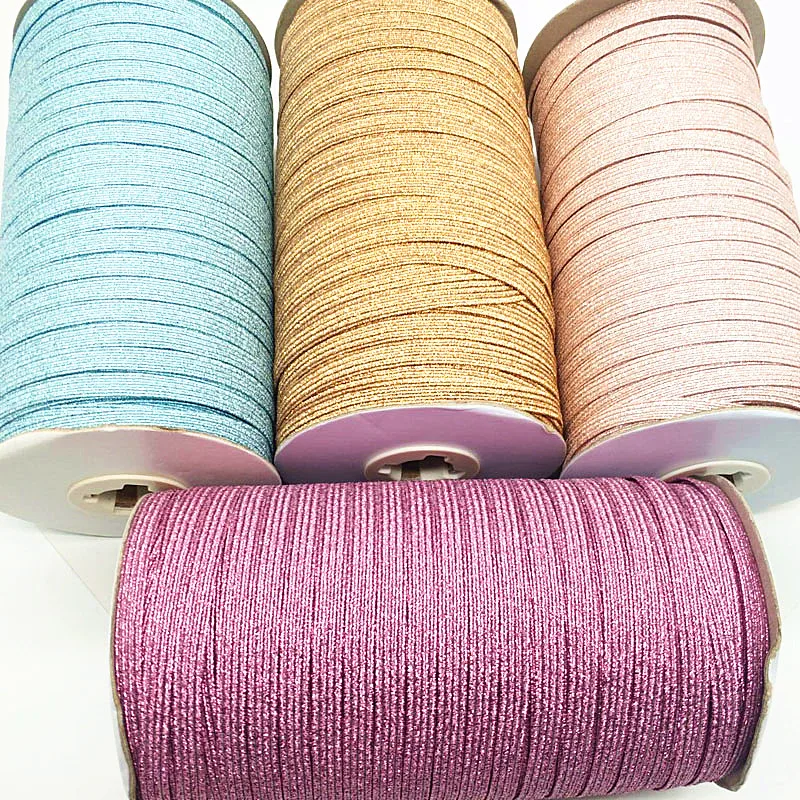 2/5yards/lot 6mm elastická stuha zlato drát glittery elastická elastická vlákna pás pro stříhat šicí textilie DIY garment šicí příslušenství