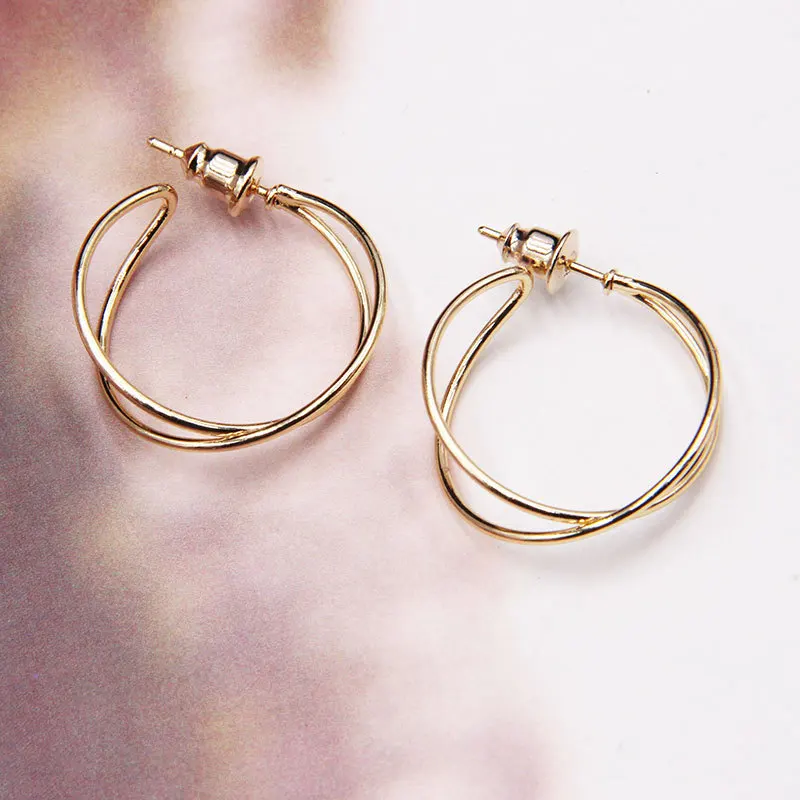 Южная Корея уха украшения для ногтей Высокое качество Медь 18K позолоченные стереоадаптеры моделирование крест круговое кольцо серьги гвоздики Acces