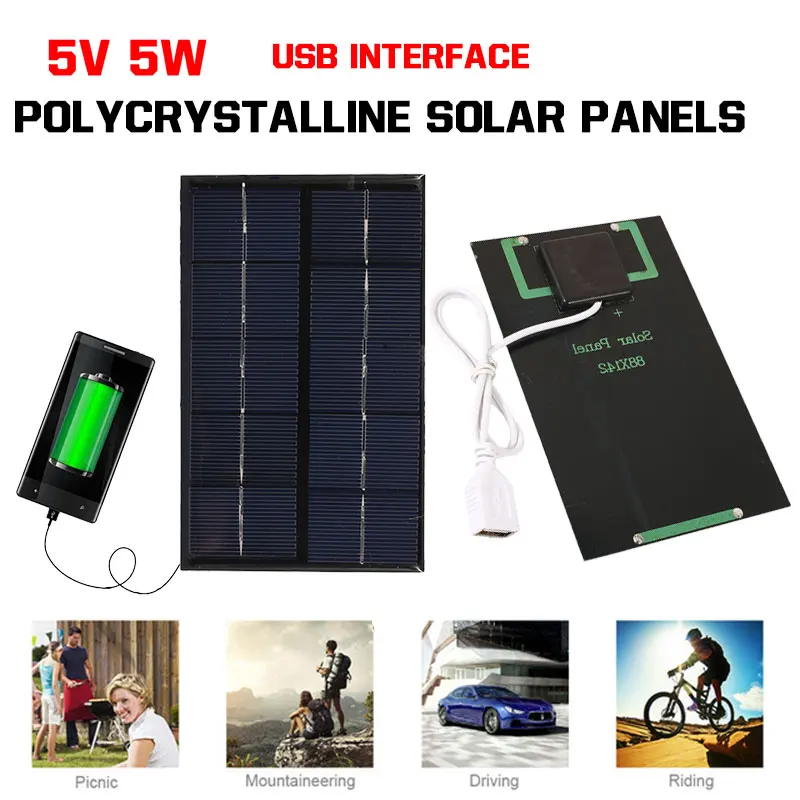 

5W 5V USB Solar Panel Climbing Hiking Outdoor Travel Portable Fast Charger Camping Tablet Solar Charger Pane Solar Generator