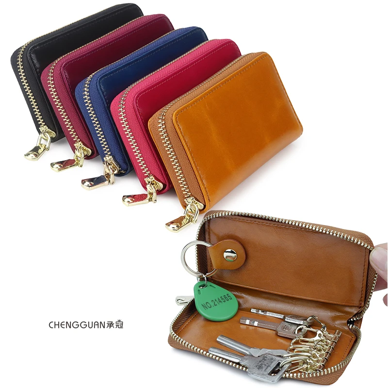 

Fashion quality chengguan 3375 genuine leather unisex keypack key bag Keychain Key Wallet Housekeeper Multi-function wallet