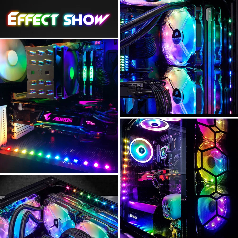Светодиодная RGB лента WS2812B 5 В, адресная полоска для ПК, чехол для ...