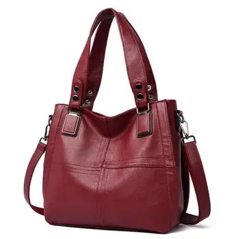 

Hot 2020 Women's Handbags Tote Bags New Ladies Leather Casual Minimalist Stitching Bags