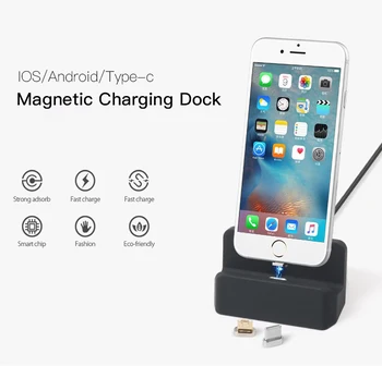 

New 3 In 1 Magnet Adsorb Charging Dock Station Desktop Universal Magnetic Charger for Type-C for ISO Phone for Android Phone