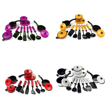 

11 Pieces Funny Mini Kitchen Cookware Pot Pan Set for Kids Pretend Cook Play Toy Simulation Kitchen Utensils Toy New Year Gift