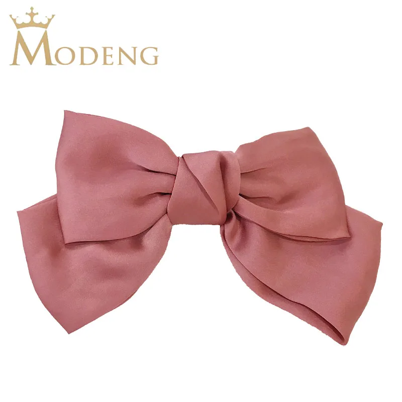 

New Fashion Chiffon Solid Color Bow Two-layer Spring Clip Hairpin Woman Girls Barrette Bow Hair Clip Hairgrips Hair Accessories