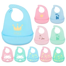 Детские слюнявчики, силиконовые, водонепроницаемые, для кормления, силикагель, есть кнопки, твердый нагрудник, грязный, легко чистится, слюнявчик, полотенце с рисунком, слюнявчик T2251