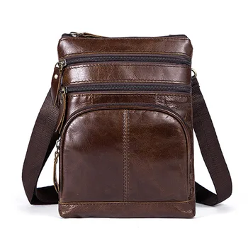 

Men's classic first layer cowhide one-shoulder messenger bag retro style casual small backpack