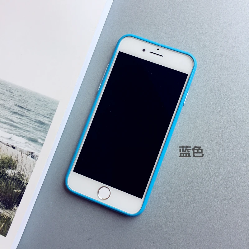 Синий Для iPhone XS max XR X Металлический бампер ярких цветов для iPhone 8 8plus 6 6SP 7 7P для выпечки Лаковая рамка Fudas - Цвет: Синий