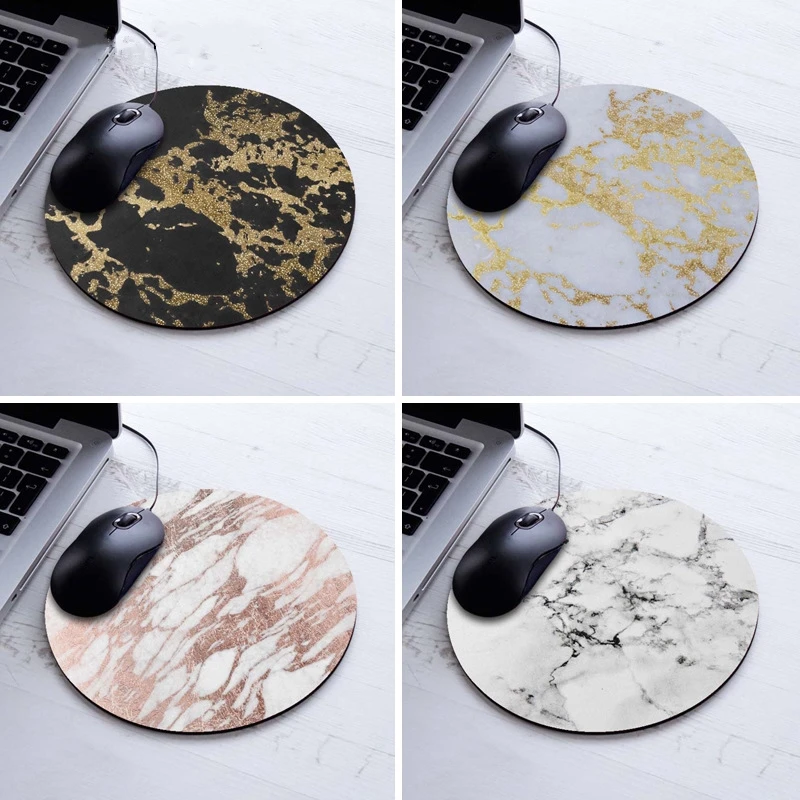 

marble pattern mouse pad round 22cm rubber non-slip laptop computer peripherals accessory for Macbook air Lenovo Dell hp asus