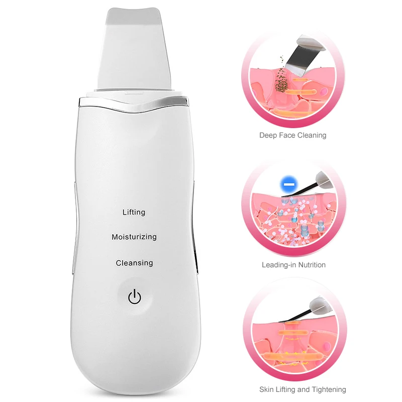 

Ultrasonic Skin Scrubber Massager Deep Face Cleaning Machine Facial Cleanser Skin Cleaner Skin Lifting Blackhead Peeling Beauty