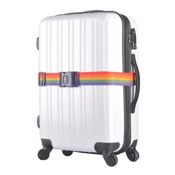 Baggage Belt Travel Rainbow Adjustable Luggage Suitcase Strap with Coded Lock Secure Lock Safe 1.7m Belt Strap luggage strap