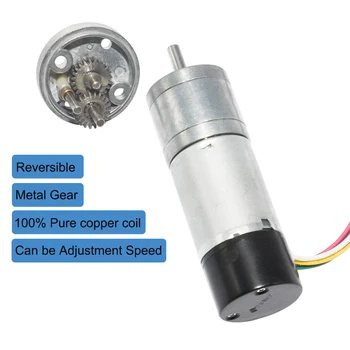 

25GA370H DC 12V 24V Gear Motor with Dual Channel Encoder for DIY 10 15 25 35 60 80 130 150 300 600rpm DC Encoder Gear Motor