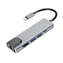 USB C Hub Multiport Adapter with USB3.0 PD Charger 4kHDMI RJ45 Ethernet Network Adapter for MacBook Pro & Type C Windows Laptops
