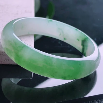 

zheru jewelry natural Burmese jade 54-64mm green two-tone bracelet elegant princess jewelry send mother to girlfriend