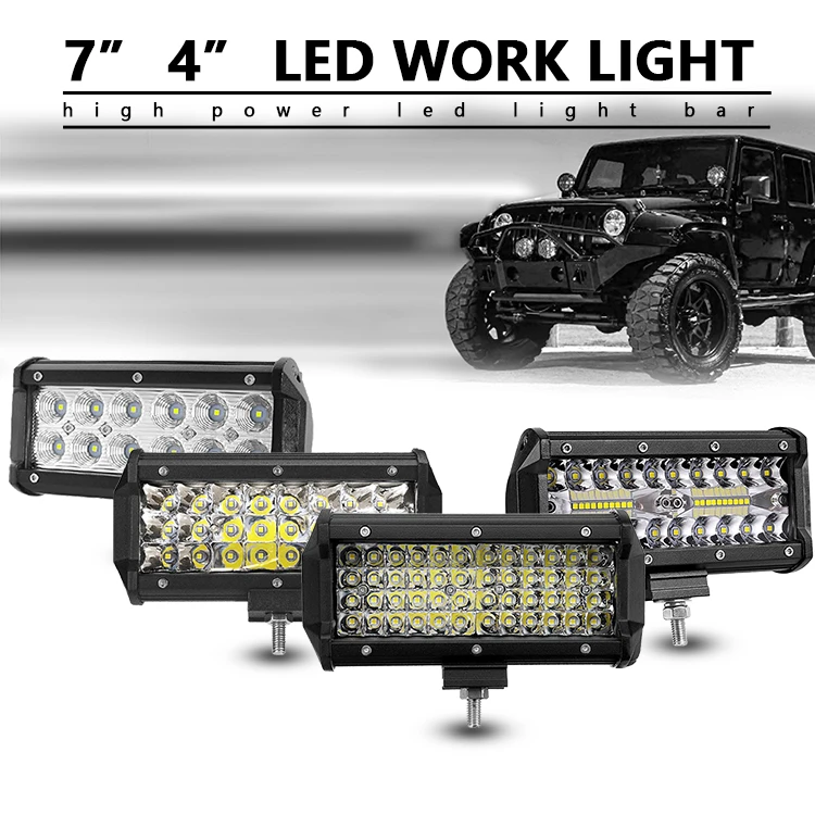 Tripcraft 4/7inch Led Light Bar Worklights 54W 120W Spot Flood Combo Beam for Auto Offroad Tractor Truck 4x4 SUV ATV