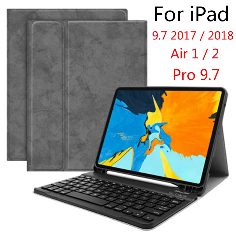 Чехол для iPad mini 4 5 Pro 9,7 Чехол для iPad 9,7 Air 1 2 пенал Funda со съемной беспроводной клавиатурой Bluetooth - Цвет: 9.7 Air 12 Pro9.7