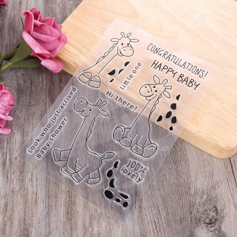 Жираф Силиконовые DIY прозрачные штампы Скрапбукинг для фотоальбома бумажные