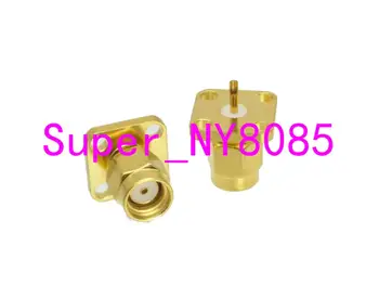 

1pcs Connector RP-SMA male Jack 4-holes flange solder cup deck mount straight RF Coaxial adapter